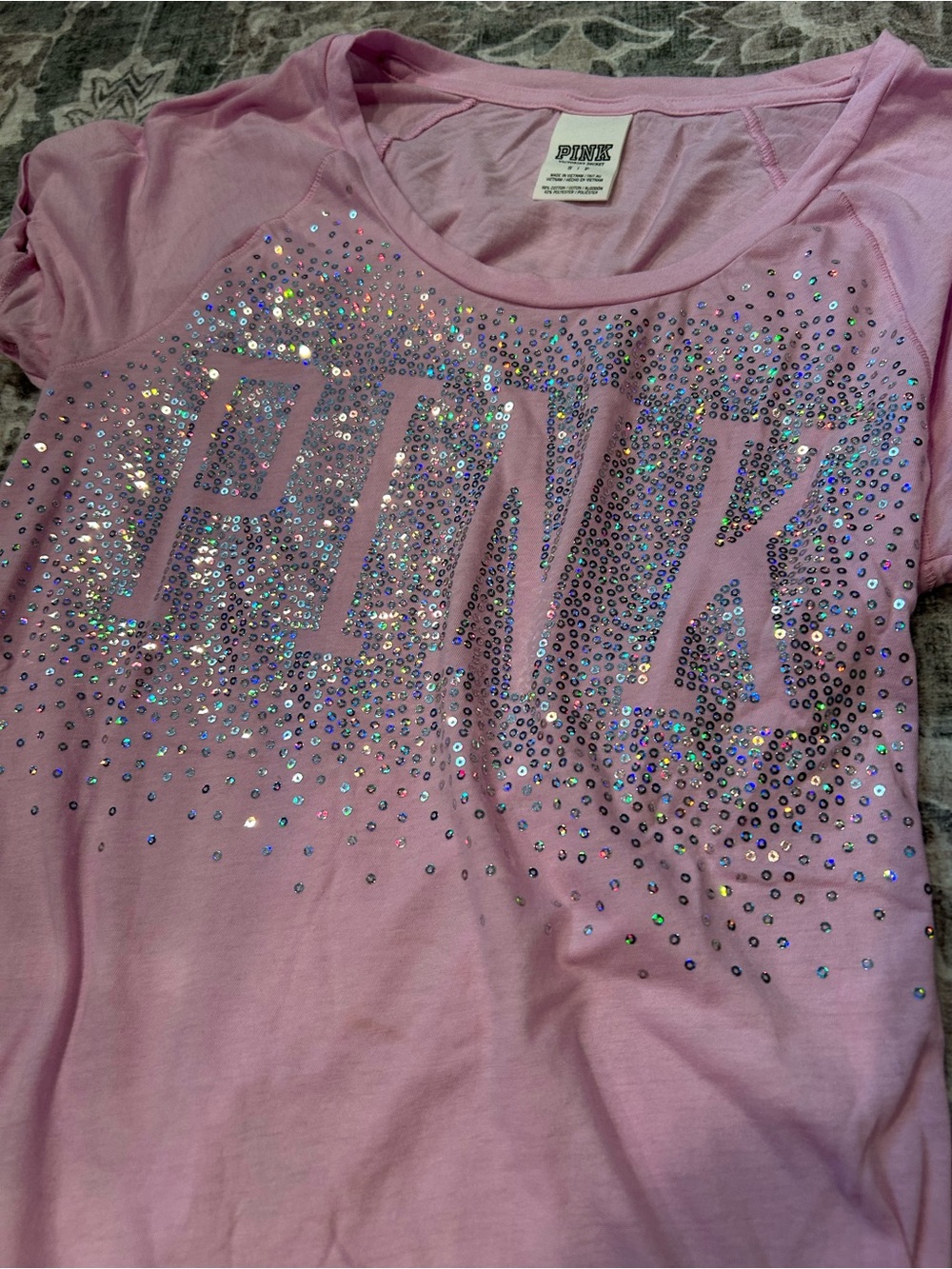 PINK Victoria's Secret Pink Short-Sleeve Sequin Tee